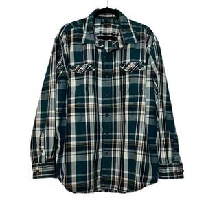 G.H. BASS & CO.  Button Down Shirt Men's Size XXL 100% Cotton Plaid Green